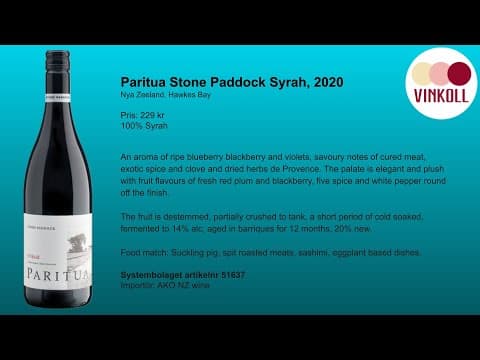 Meningen med vinet - Paritua Stone Paddock Syrah 2020 nr 51637